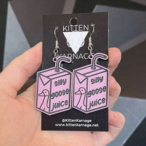 Pink Silly Goose Juice Meme Earrings