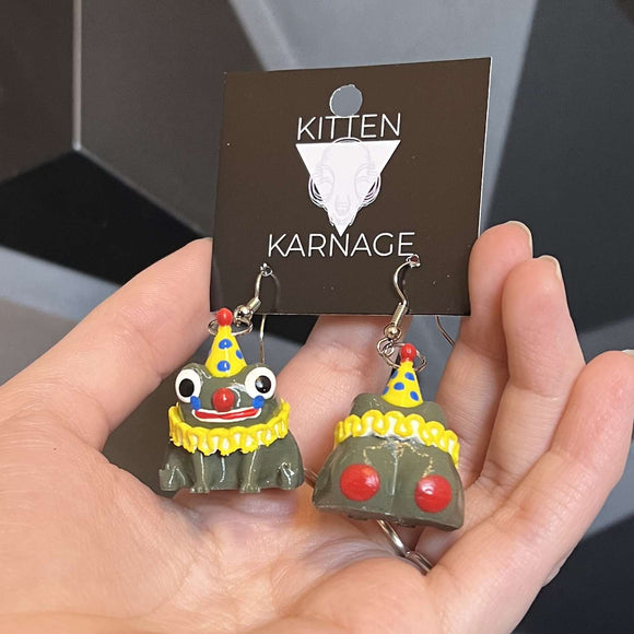 3D Printed Clown Frog Earrings