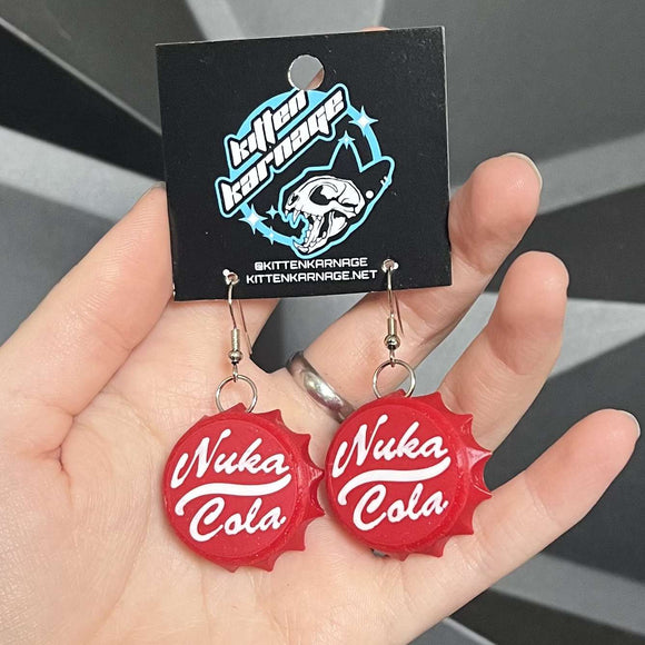 3D Printed Nuka Cola Fallout Cap Earrings