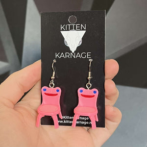 3D Printed Pink Froggy Chair Animal Crossing Nintendo Earrings