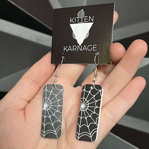 Acrylic Spider Web Rectangle Earrings