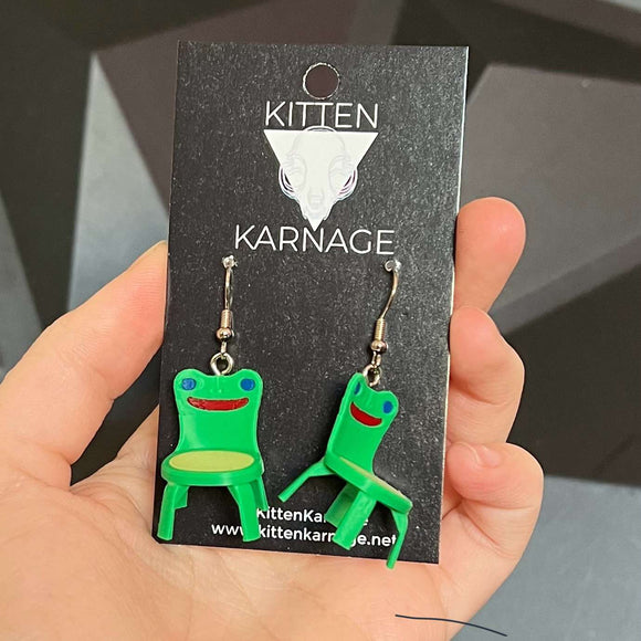 3D Printed Green Froggy Chair Animal Crossing Nintendo Earrings