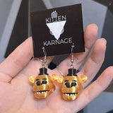 3D Printed FNAF Golden Freddy Metallic Finish Five Nights at Freddy's Earrings