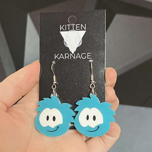 Blue Puffle Club Penguin Game Earrings