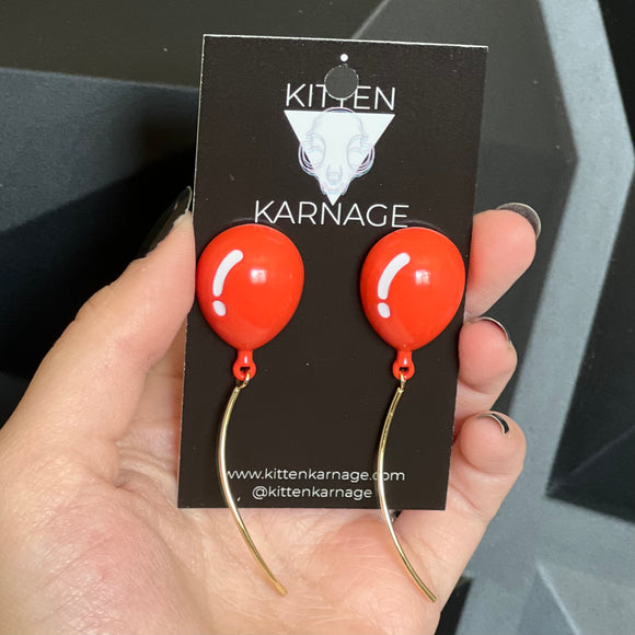 Red Floating Balloon Stud Earrings