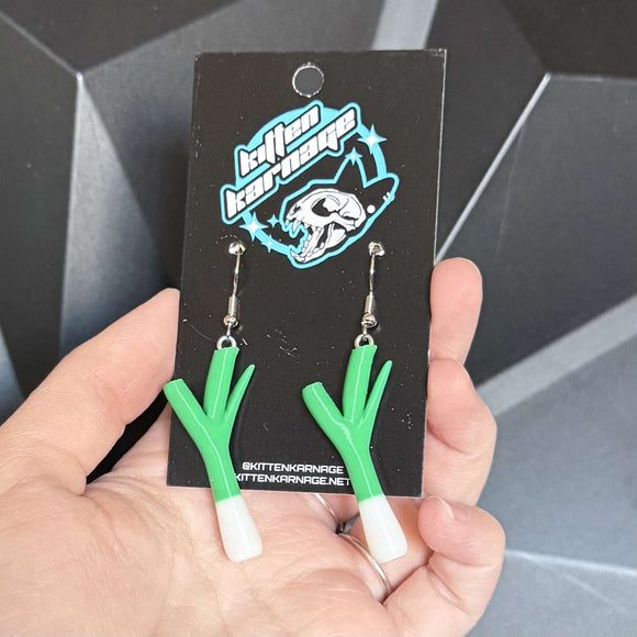 3D Printed Leek Vegetable Hatsune Miku Earrings