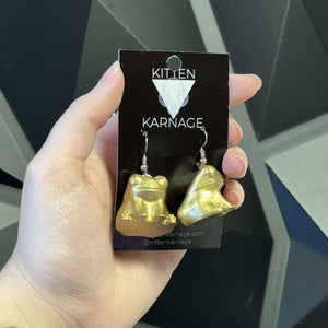 3D Printed Golden Frog Earrings