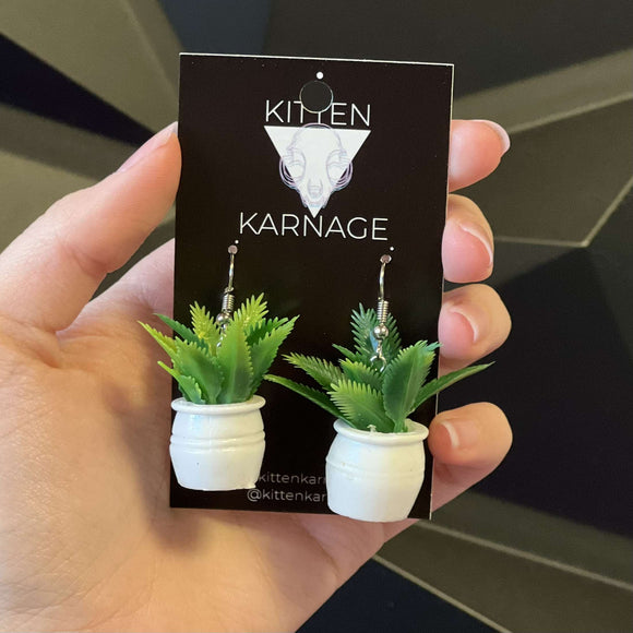 Miniature 3D Potted Plant Earrings