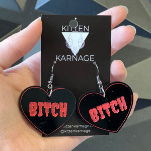 Bitch Heart Earrings