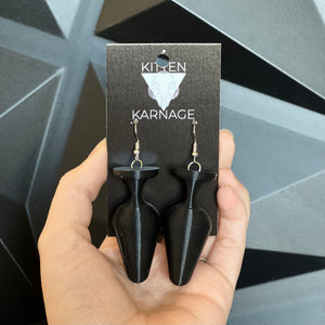 3D Printed Miniature Black Butt Plug Earrings