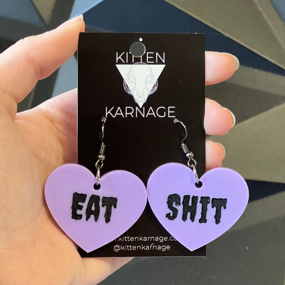 Eat Shit Heart Earrings