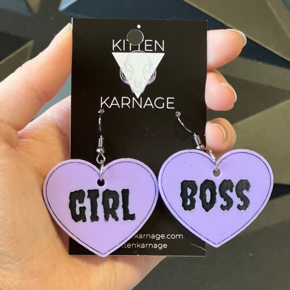 Girl Boss Heart Earrings